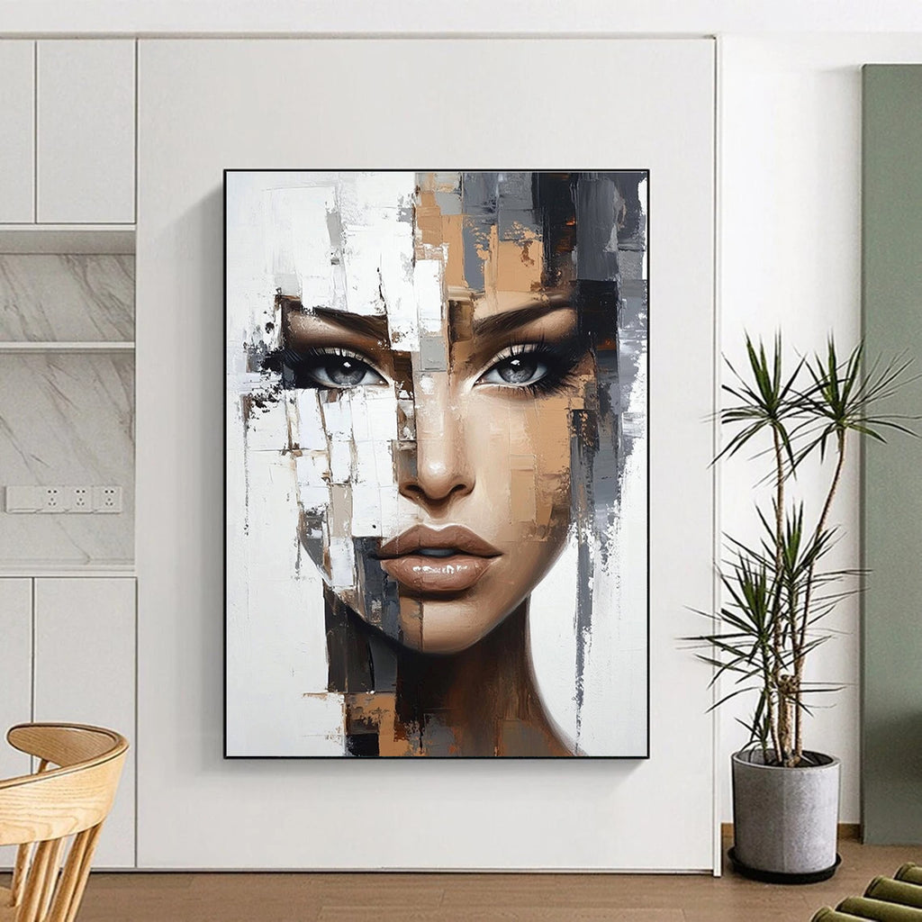 Fragmented Face Abstract Painting with Modern Textures GAB0021