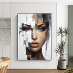 Fragmented Face Abstract Painting with Modern Textures GAB0021