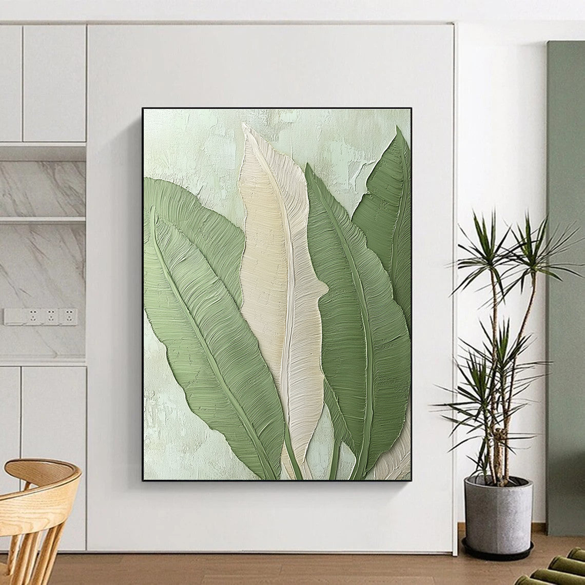 Textured Leaves Abstract Painting with Relief Effects GAB0002