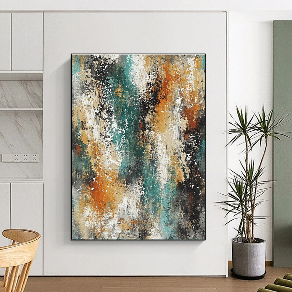 Textured Color Burst Abstract Painting with Vibrant Energy WINK783