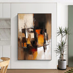 Warm - Toned Abstract Composition Painting for Modern Living Rooms GAB1120