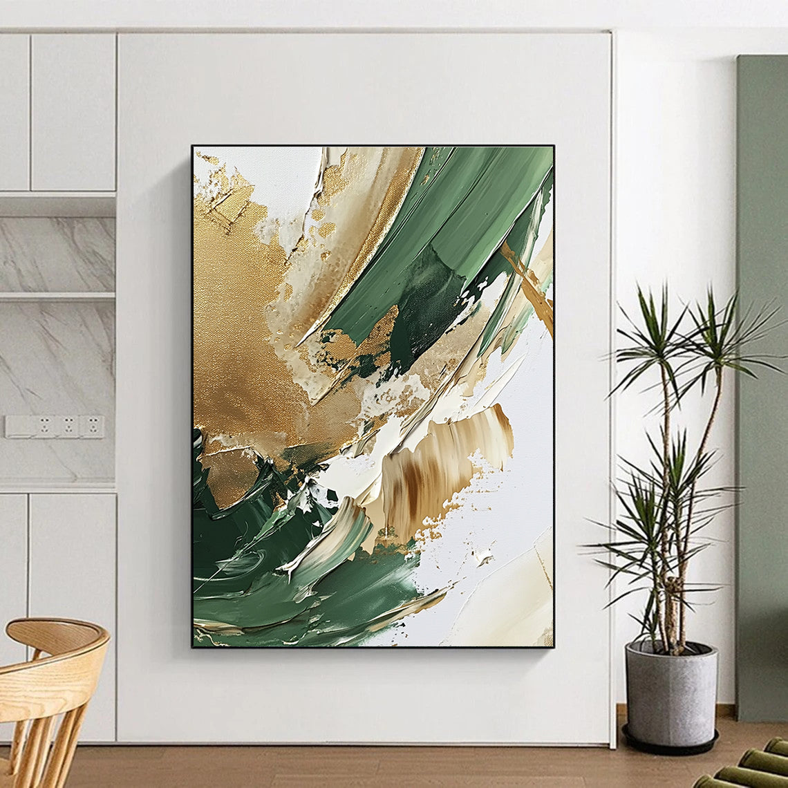 Green Gold Abstract Textures Painting with Nature - Inspired Hues WINK647