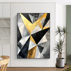 Geometric Gold - Silver Abstract Painting with Luxurious Symmetry WINK446