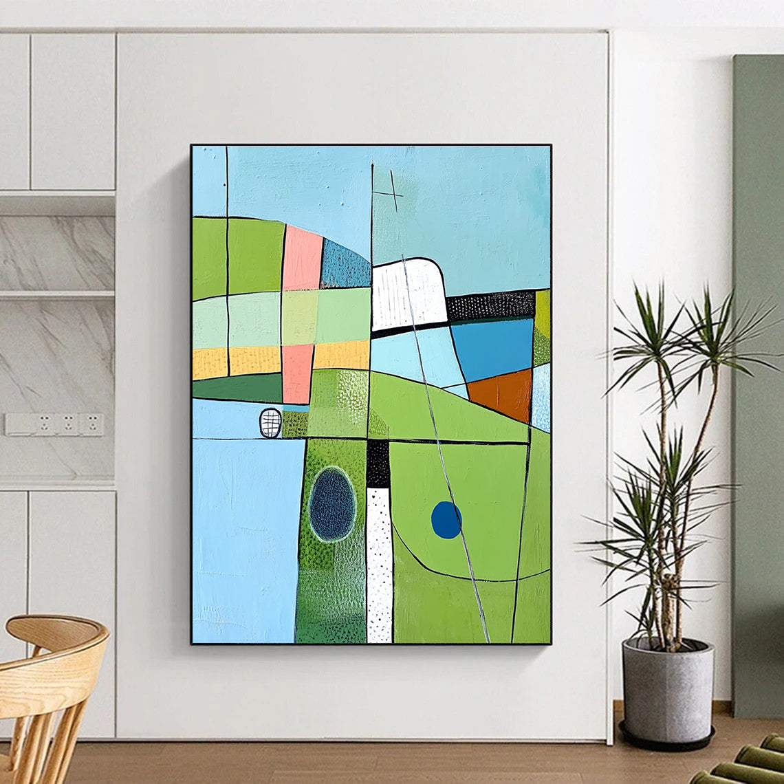 Geometric Landscape Art Modern Scenic Abstract Painting GAB0263