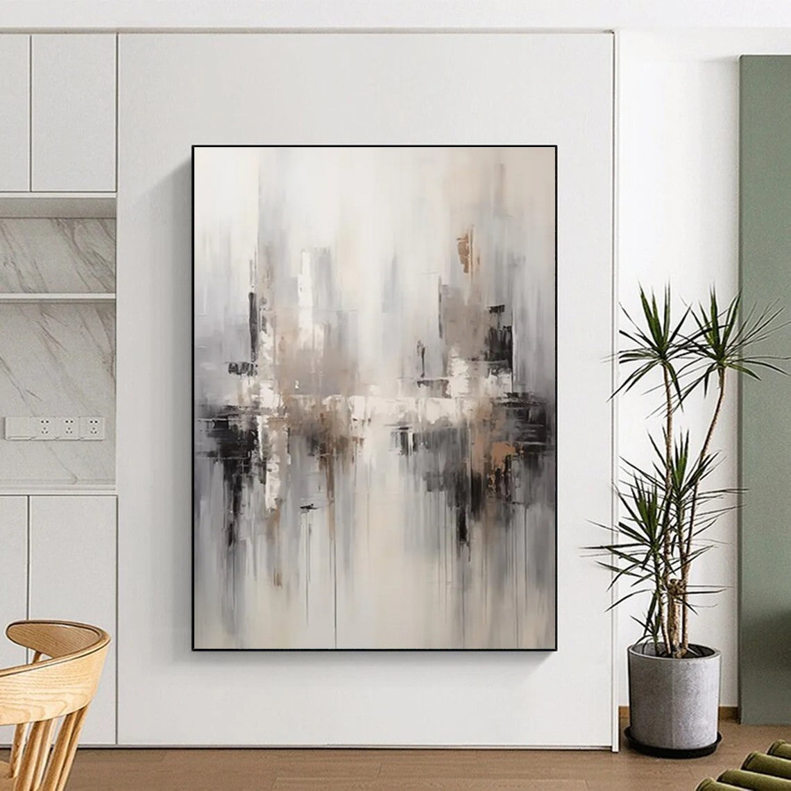 Gray - Toned Cityscape Abstract Painting for Urban - Inspired Offices HENG122