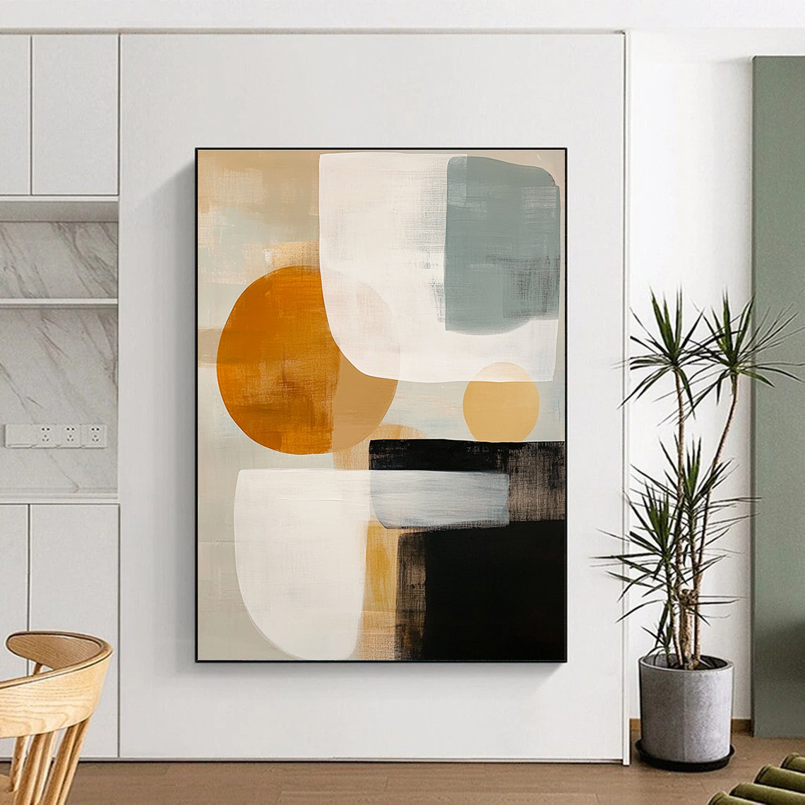 Soft Color Block Abstract Painting for Contemporary Bedroom Retreats GAB1207