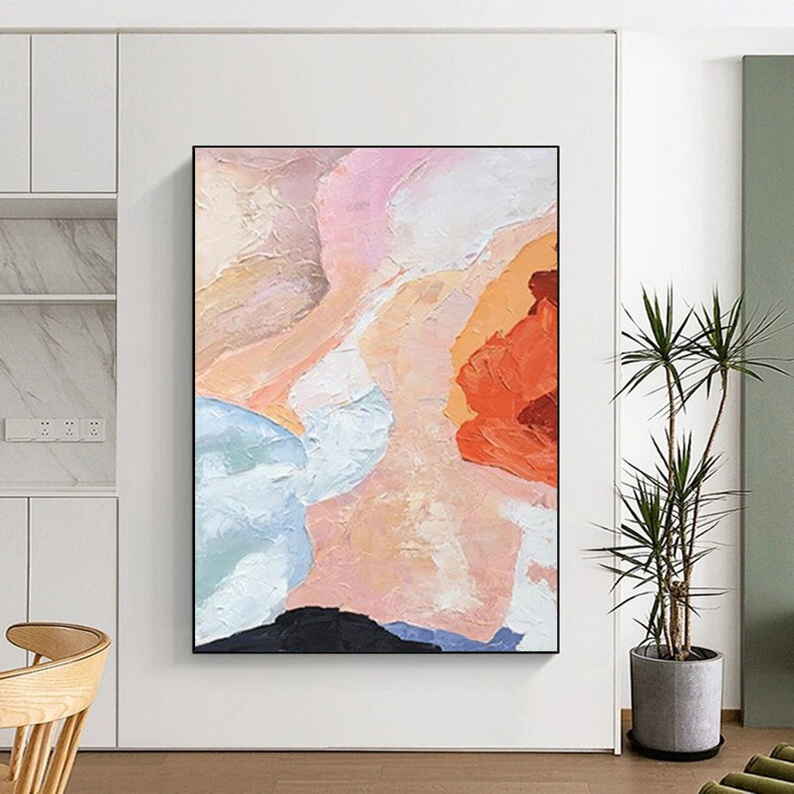 Pastel Soft Color Abstract Shapes Painting for Calm Interiors HENG275