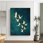 Flying Cranes I Abstract Painting for Asian - Inspired Living Rooms GAB1342