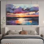 Purple Sky Sunset Abstract Painting with Vibrant Colors ABS293