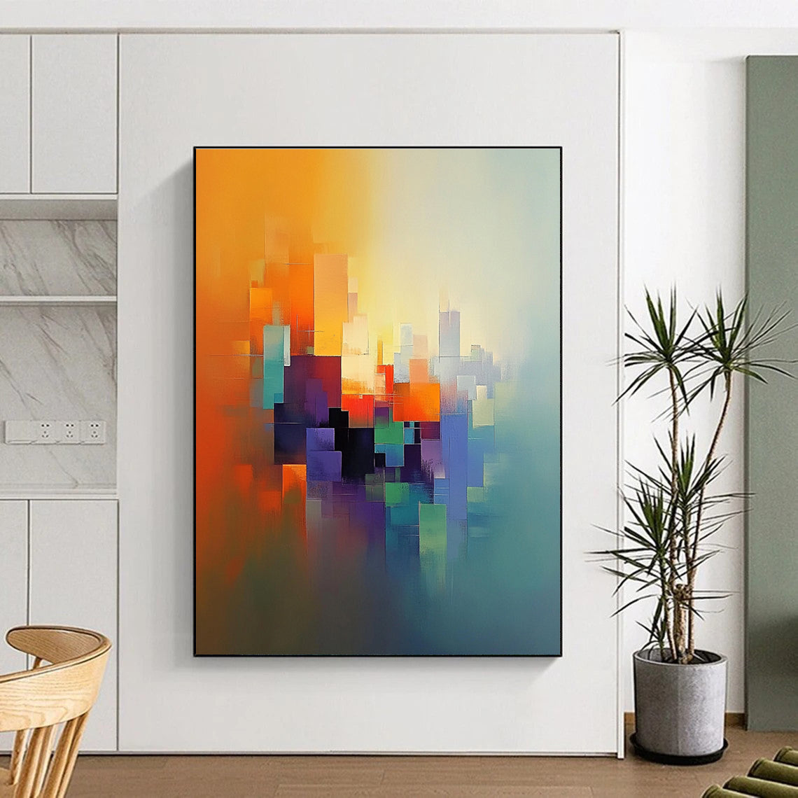 Bright Color Blocks Abstract Painting with Lively Creativity WINK186