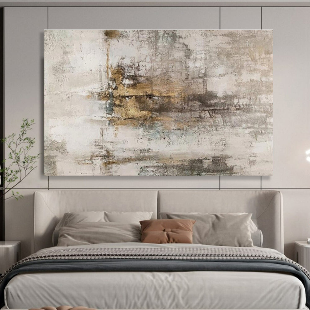 Gray - Beige Abstract Painting for Minimalist Corporate Offices YHT400