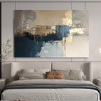 Gray and Gold Abstract with Dripping Details Abstract Painting ABS385