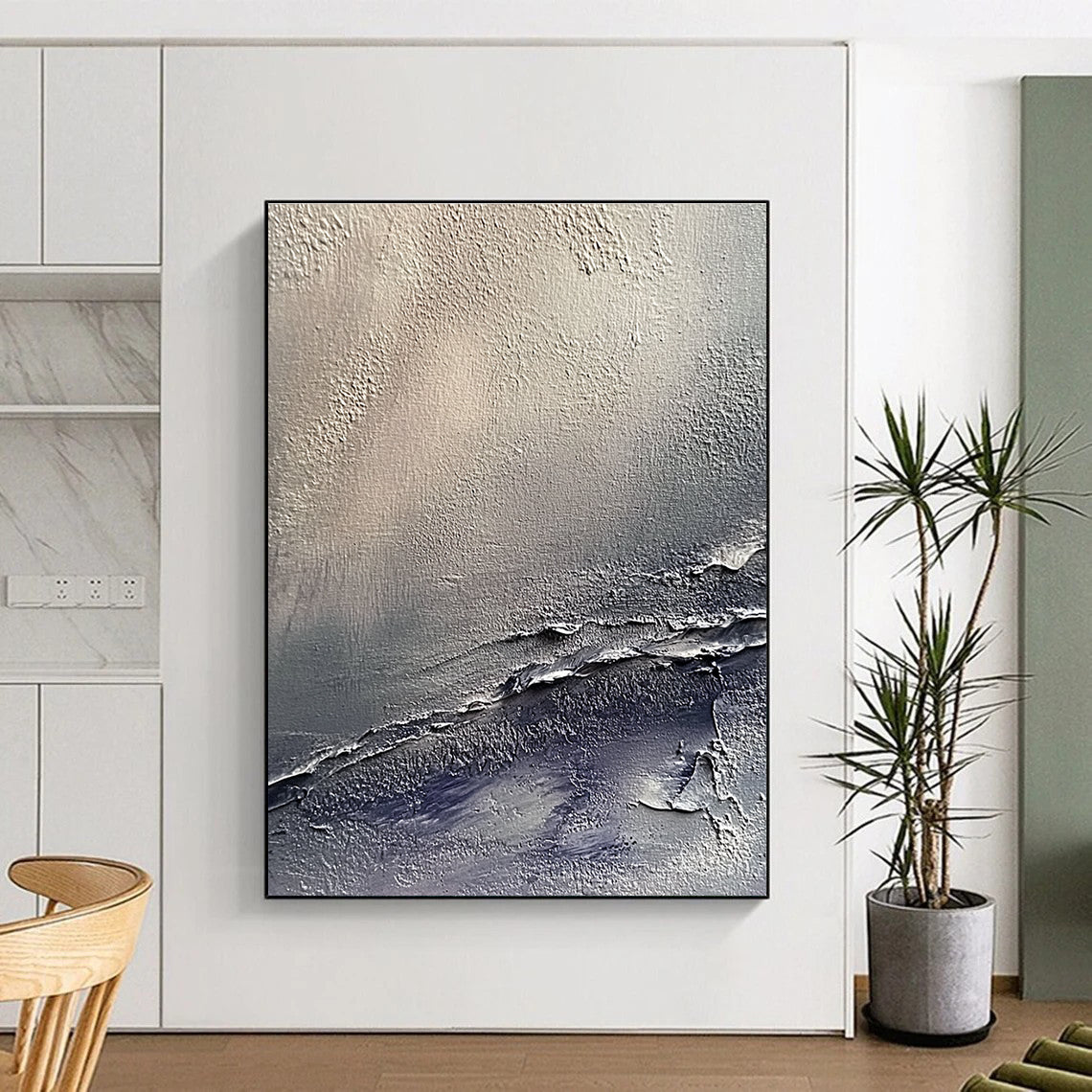 Textured Grey Layers Abstract Painting of Subtle Depth GAB0085