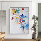Colorful Patchwork Abstract Painting with Playful Whimsy WINK752