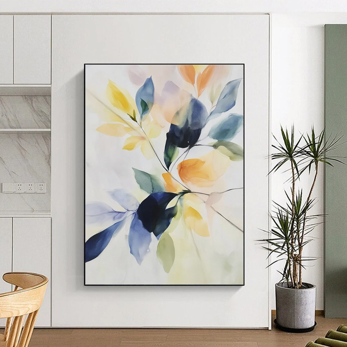 Colorful Leaf Abstract Painting for Botanical - Themed Boutiques GAB0987