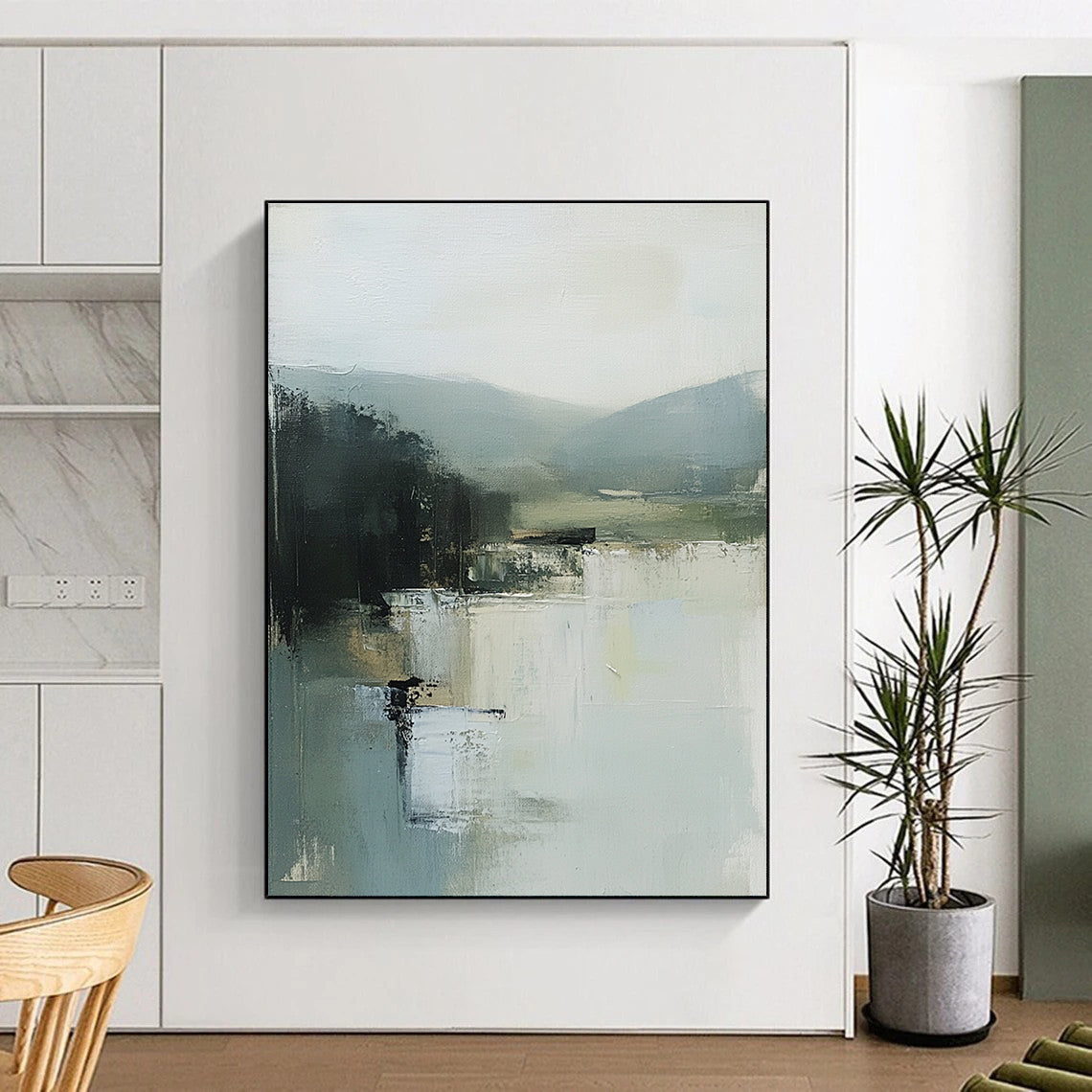 Misty Landscape Abstract Painting for Serene Home Offices GAB1280