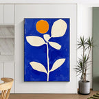 Minimalist Blue and White Flower Abstract Painting GAB0039