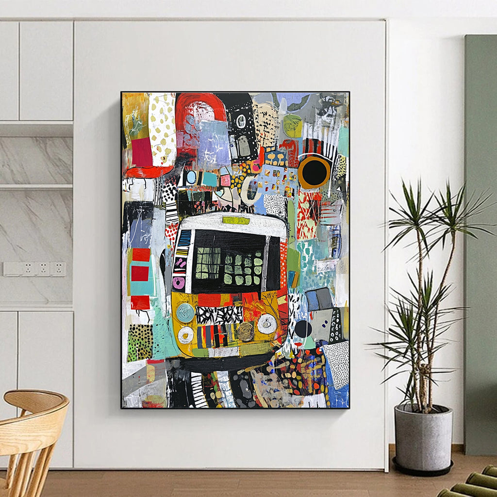 Collage - Style Bus Abstract Painting for Urban Art Museums GAB1238