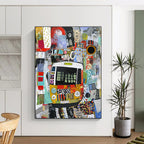 Collage - Style Bus Abstract Painting for Urban Art Museums GAB1238