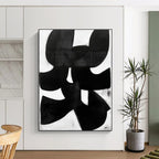 Bold Black and White Shapes Abstract Painting with Graphic Impact WINK011