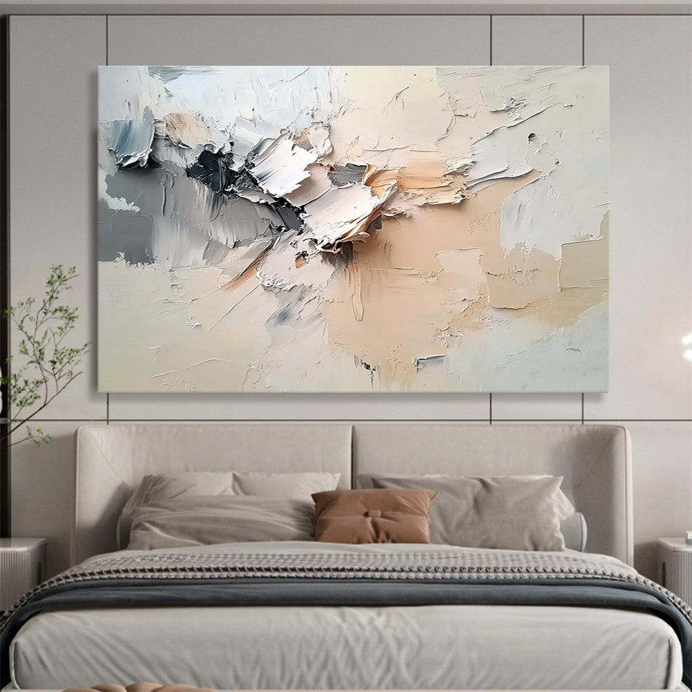 Textured Neutral Abstract Painting with Layered Impasto ABS294
