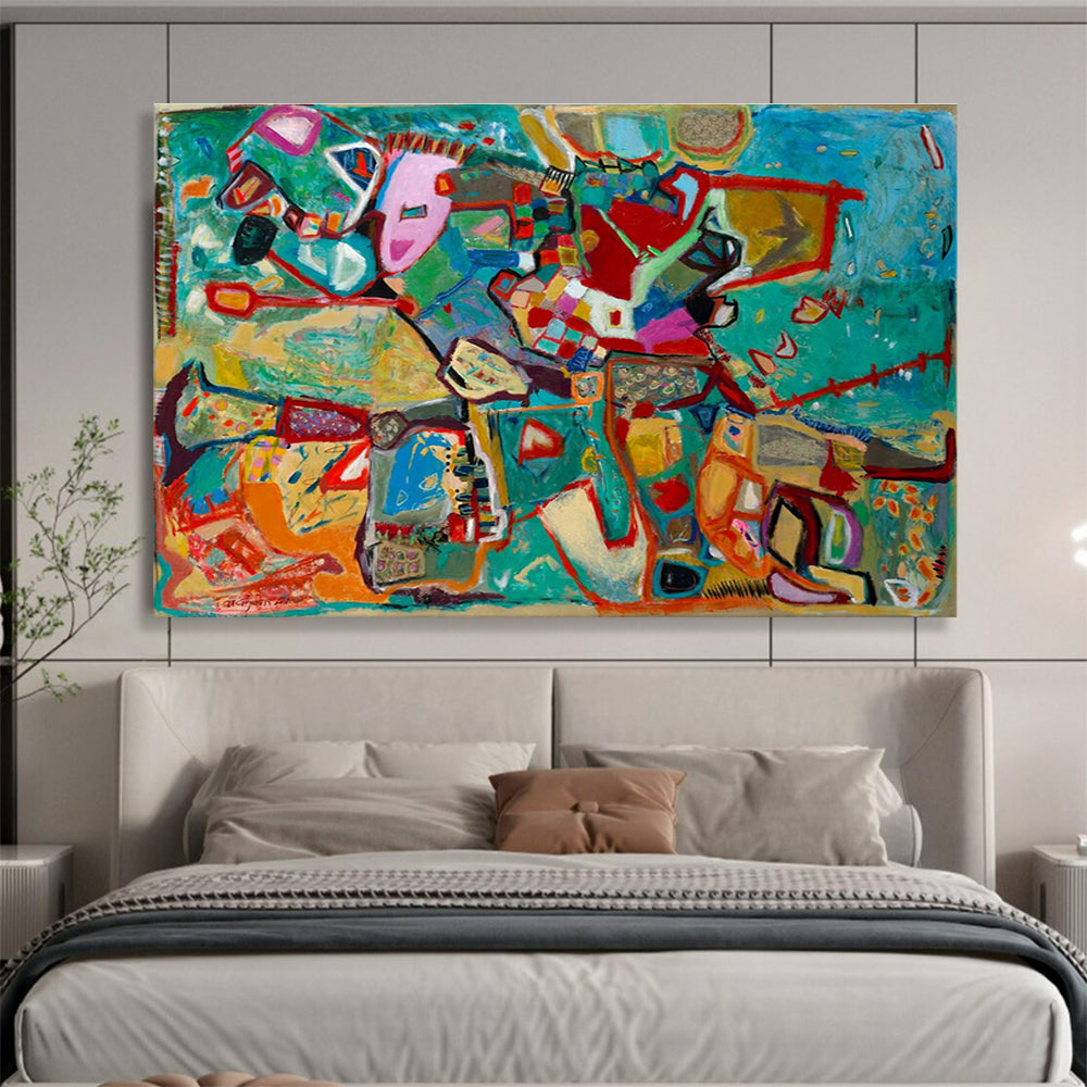 Colorful Geometric Abstract Painting for Modern Art Galleries YHT233