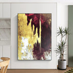 Gold Burgundy Drip Abstract Painting with Opulent Flow WINK602