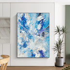 Blue White Gold Abstract Painting with Coastal Opulence WINK516