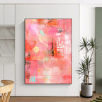 Pink Abstract Collage Painting for Feminine - Inspired Fashion Boutiques GAB0949