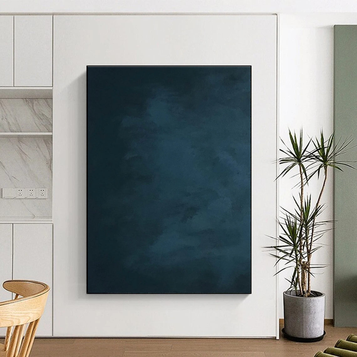 Dark Blue Gradient Abstract Painting for Serene Bedroom Retreats HENG495
