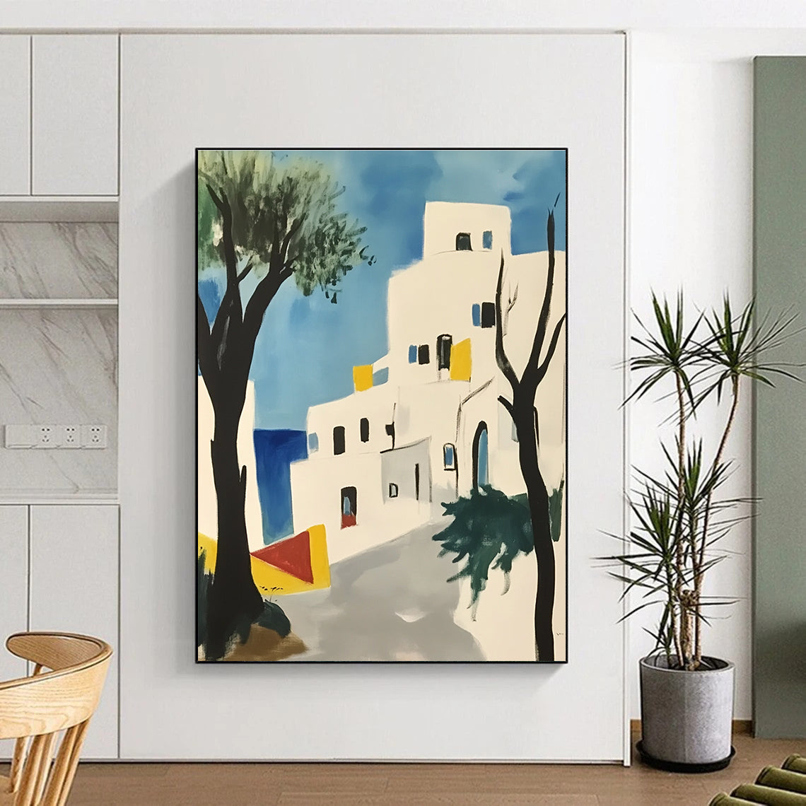 Coastal Village Art Vibrant Landscape Abstract Painting GAB0255