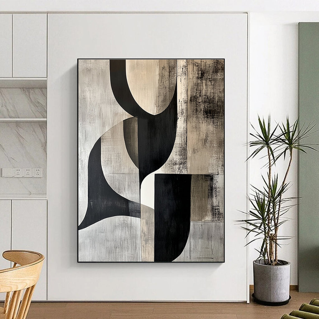 Black and Gray Geometric Abstract Painting for Industrial - Style Offices GAB0922