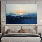 Sunset Sea Abstract Painting with Soft Color Blends ABS277