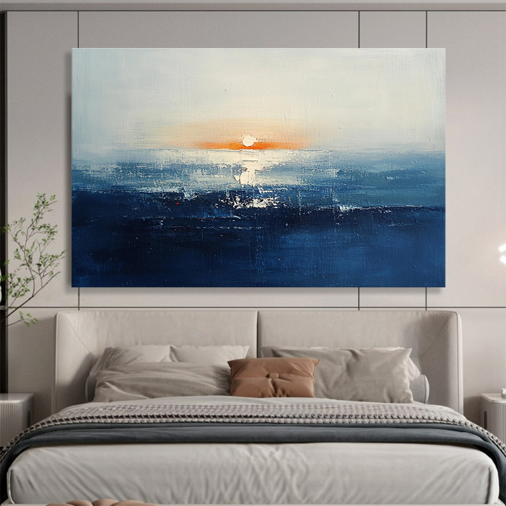 Sunset Sea Abstract Painting with Soft Color Blends ABS277