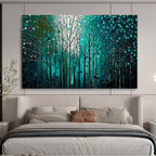 Blue Forest Trees Abstract Painting for Nature - Inspired Offices YHT311