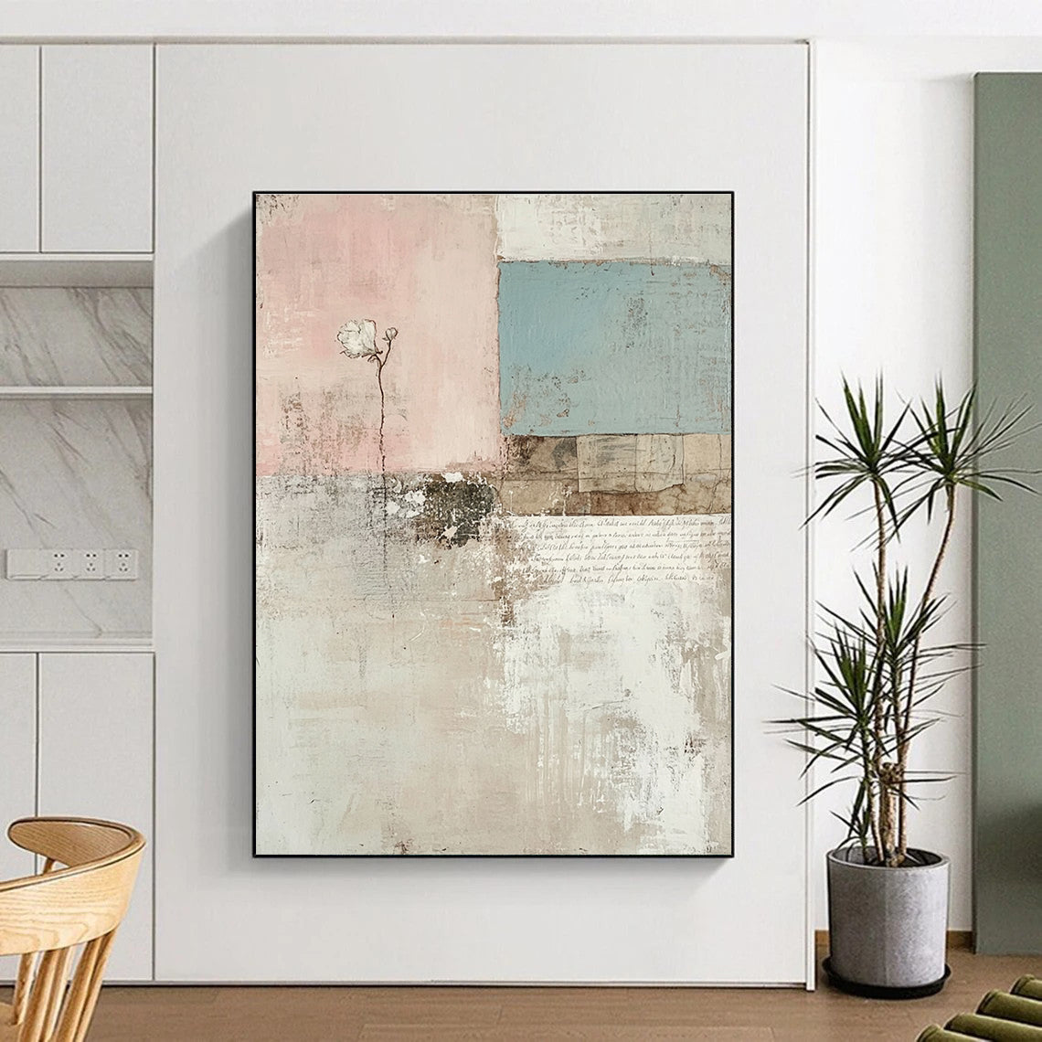 Collage - Style Flower Abstract Painting for Eclectic Home Offices GAB1306
