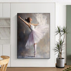 Ballerina in White Tutu Painting of Graceful Movement GAB0137