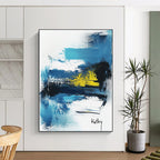 Blue and Yellow Abstract Contemporary Painting for Creative Spaces GAB1466