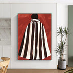 Striped Cloak Figure Abstract Painting with Bold Patterns GAB0052