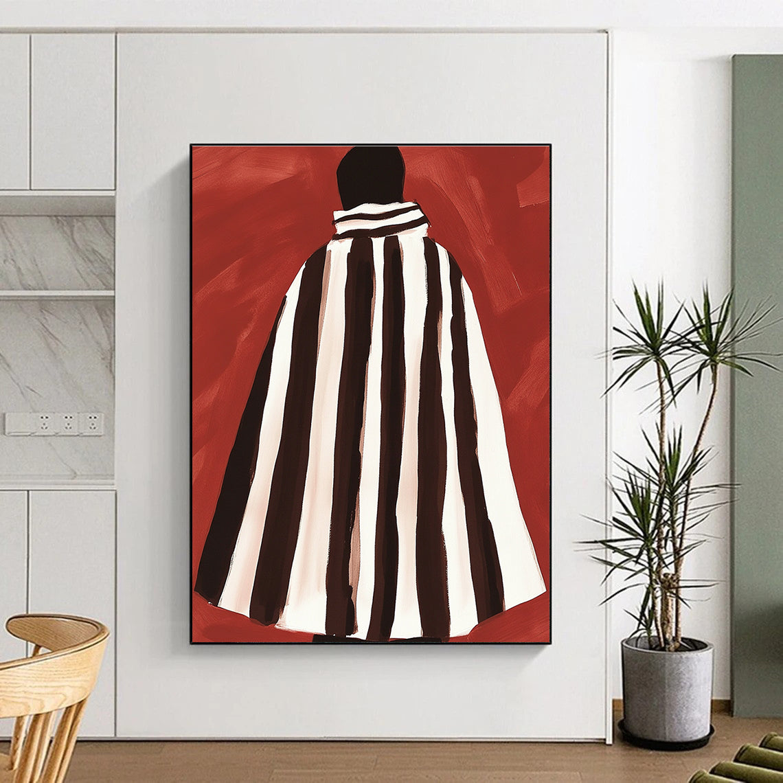 Striped Cloak Figure Abstract Painting with Bold Patterns GAB0052