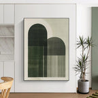Green Arch Shapes Abstract Painting of Architectural Abstraction GAB0218