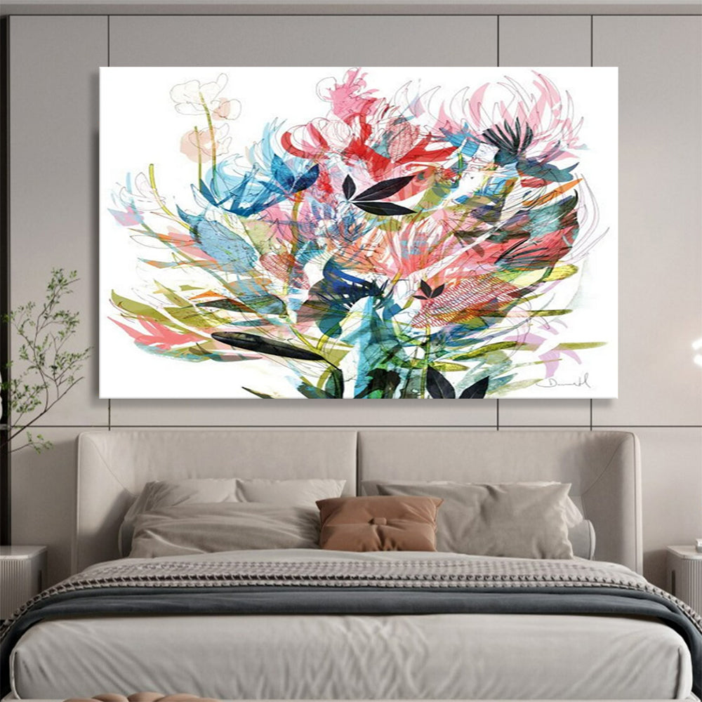 Colorful Floral Abstract Painting for Feminine Interiors YHT138