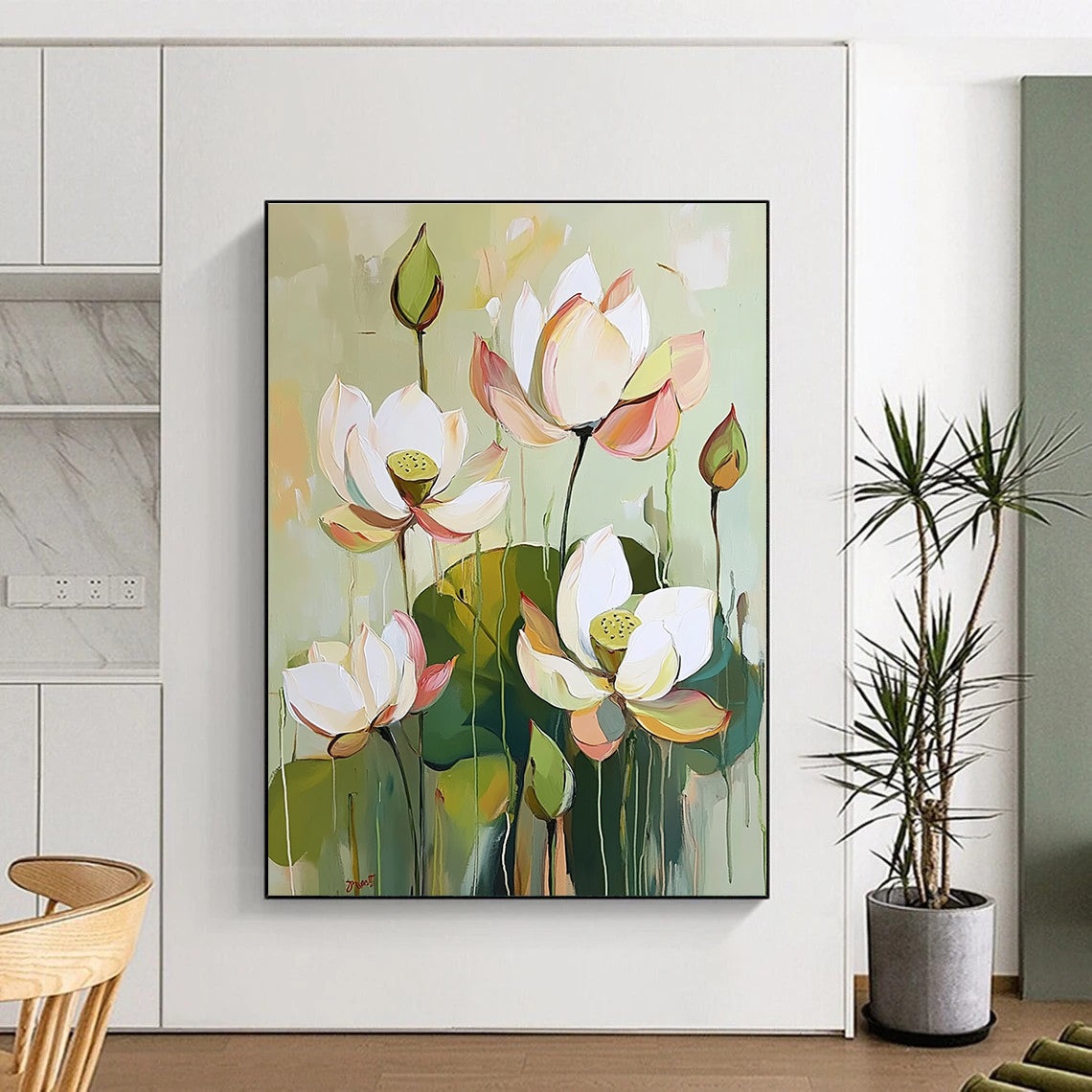 Lotus Flower Abstract Painting for Zen Gardens GAB0778