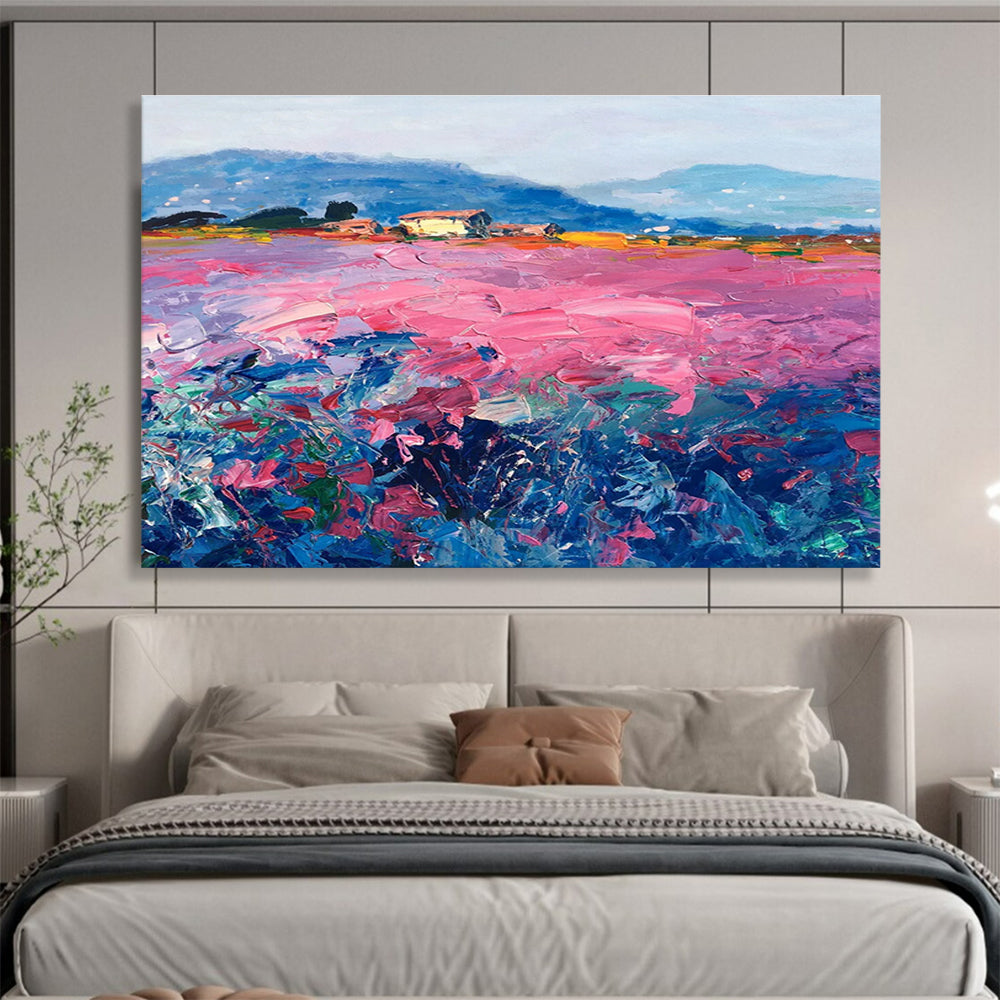 Pink Field Abstract Painting for Countryside - Themed Cafes YHT450