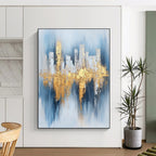 Cityscape with Gold Reflections - Urban Luxe Abstract Painting GAB0462