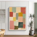 Pastel Geometric Squares Abstract Painting with Cheerful Simplicity WINK278