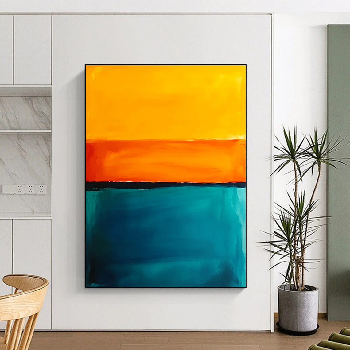 Sunset - Inspired Color Bands Abstract Painting with Warm Radiance WINK222