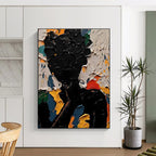 Colorful Textured Silhouette Abstract Painting for Vibrant Interiors HENG308