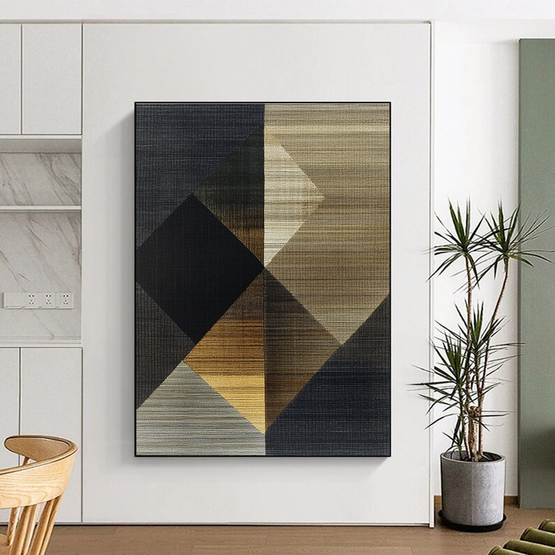 Geometric Textured Weave Abstract Painting with Tactile Patterns WINK263
