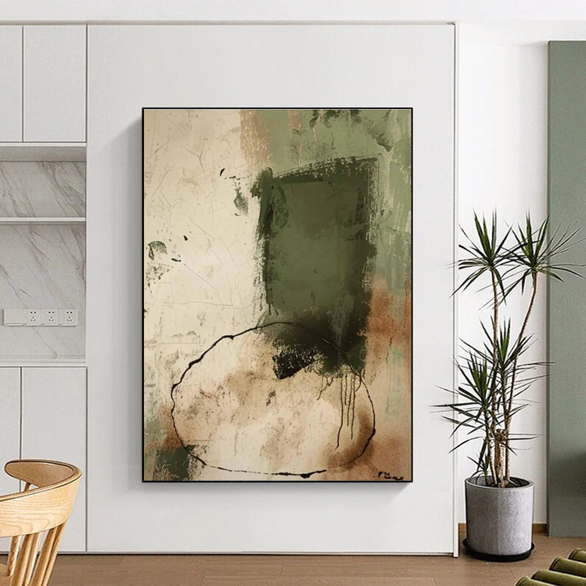 Earth - Toned Abstract Composition Painting for Rustic - Style Dining Rooms HENG499